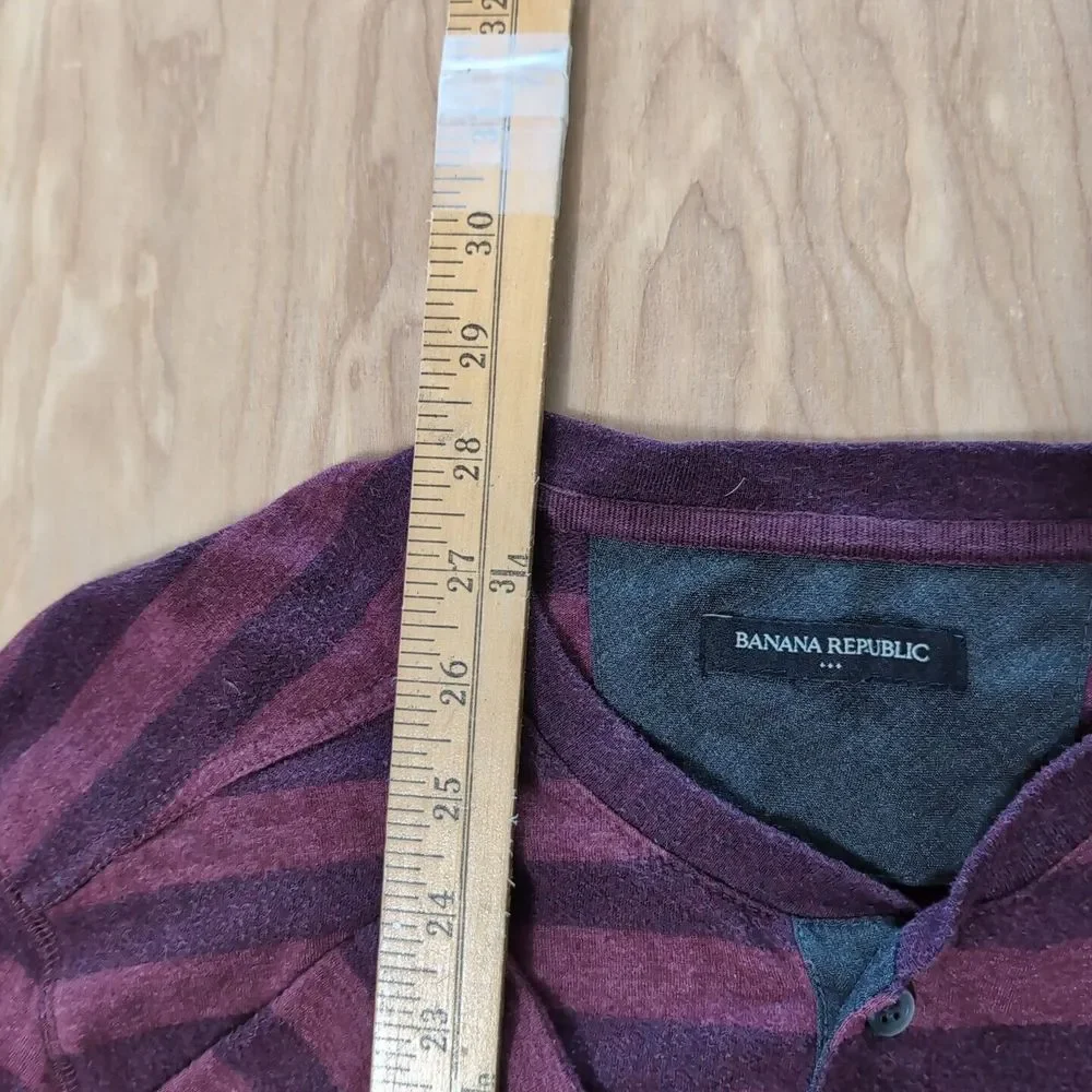 Banana Republic Sweater Pullover Men's Med long sleeve Pocket 1/4 Button Striped